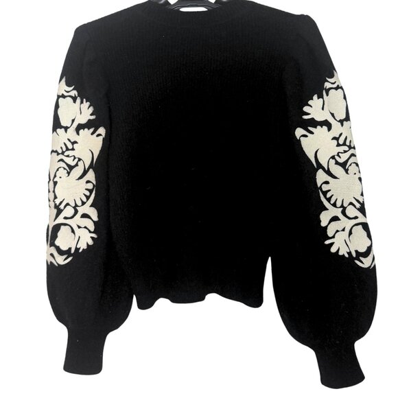 Sandro Alpaca Sweater with embroidered sleeves, sz S - Picture 3 of 6